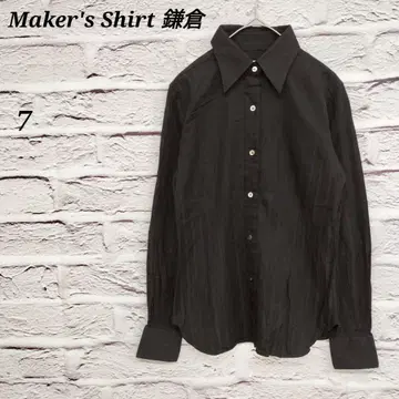 메이커즈 셔츠 카마쿠라 7 스트라이프 프론트 버튼 긴팔 셔츠 코튼 블랙
