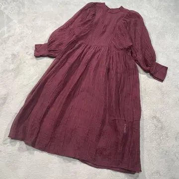 어반 리서치 시스루 원피스 와인 레드