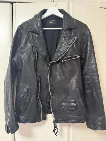 글램 블랙 가죽 더블 라이더 자켓 맨위즈