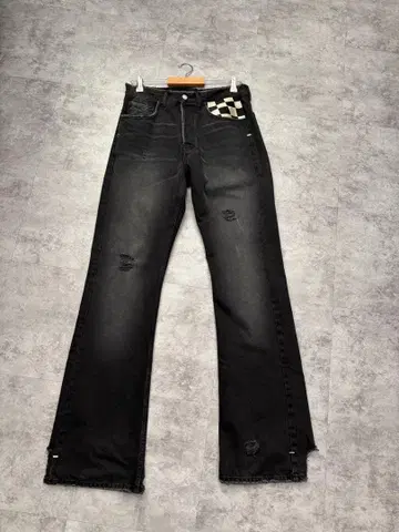 ASKYOURSELF 블랙 플레어 데님 팬츠