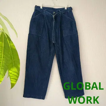 GLOBAL WORK 데님 팬츠 허리 벨트 포함