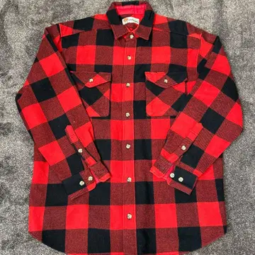 MUSSHU 무슈 플란넬 셔츠 블록 체크 빨간색 울 혼방