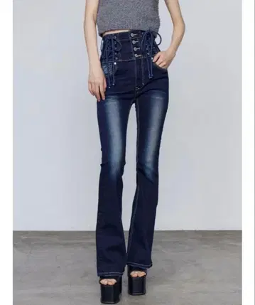 EMODA 행 레이스업 하이웨스트 페깅스