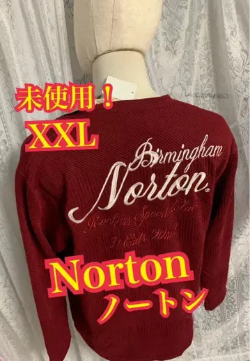 미사용! Norton 노튼 긴팔 니트 스웨터 자수 바이커 XXL
