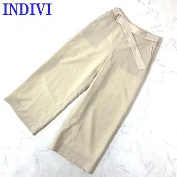 INDIVI 인디비 슬랙스 와이드 팬츠 연한 노란색 38 C4794