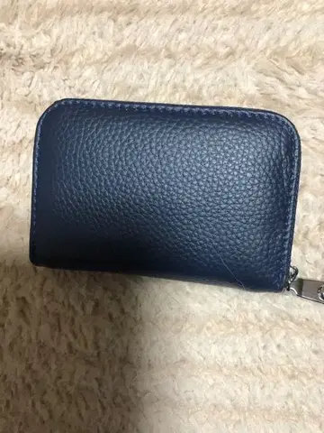 가죽 지퍼 장지갑 네이비 블랙