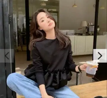 BIRTHDAY BASH 프릴 블랙 긴팔 상의 M 벌스데이 바쉬