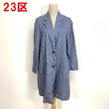 A6563 23구 자켓 체스터 코트 린넨 데님풍 네이비 46