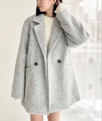 Heather 샤기 미들 코트 그레이 재기 코트 미들 기장 코트