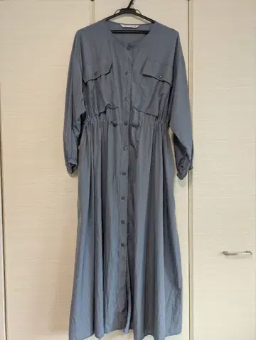 ZARA 블루 나일론 셔츠 원피스 셔링