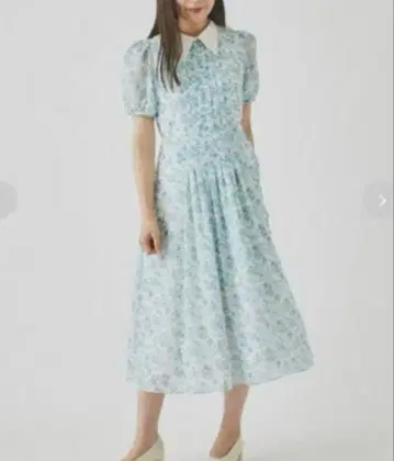 CELFORD 꽃무늬 원피스 블루 스카이블루 2way