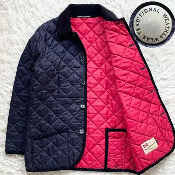 트래디셔널 웨더웨어 퀼팅 자켓 코듀로이 절개 옷깃 네이비