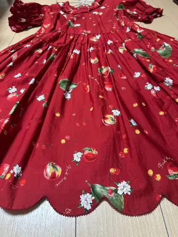 미사용 핑크하우스 미디 기장 원피스 빨간색