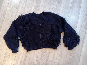 fosie 프린지 지퍼 가디건 블랙