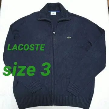 LACOSTE 네이비 집업 스웨터 니트 M 카라 부착 네이비 라코스테