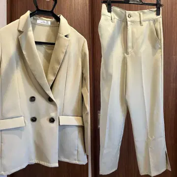 피스타치오 그린 더블 브레스트 자켓 팬츠 셋업