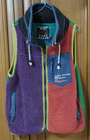 CUBE SUGAR 멀티 컬러 플리스 베스트 구제 의류