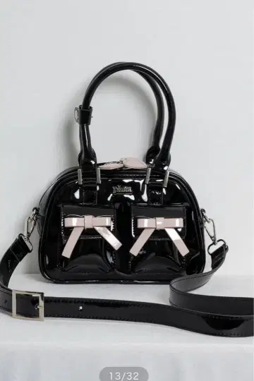 pium 피움 리본 포켓 에나멜 미니 보스턴 백