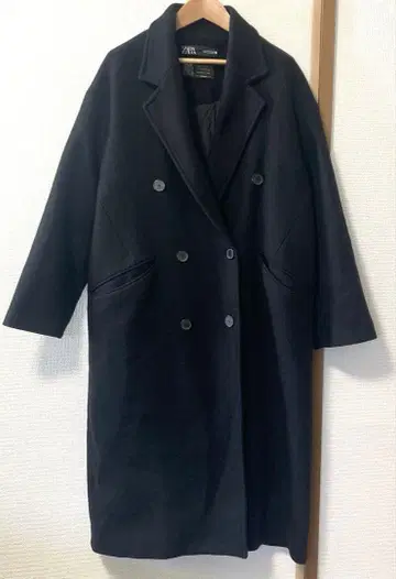 새상품급 ZARA MANTECO 블랙 오버 사이즈 롱 코트 M 사이즈