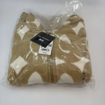 유니클로 marimekko 플리스 자켓 M 사이즈 베이지 화이트