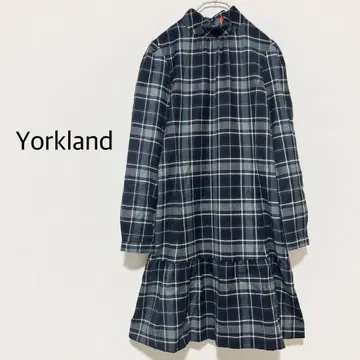 요크랜드 타탄 체크 원피스 A라인 프릴 9AR