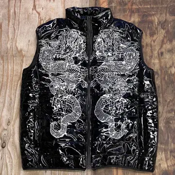 00s 드래곤 페인트 다운 베스트 광택 PVC XXXL 빅 충전솜