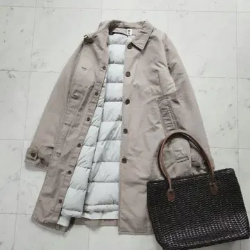 MHL. 다운 라이너 포함 롱 코트 2 베이지 코튼 나일론