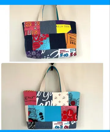 T셔츠와 가방의 패치워크 토트백
