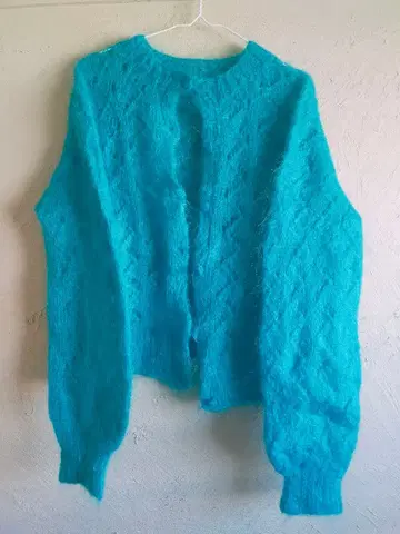 [ 레트로 니트 가디건 / 구제 의류 ] 스카이블루 모헤어 니트 가디건
