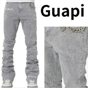 GUAPI PREMIUM 스톤 장식 데님 팬츠 28 사이즈