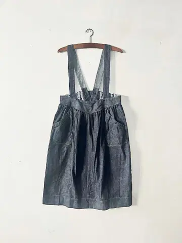 [ 새상품급 ] 45R 45데님 에이프런 오버롤 스커트