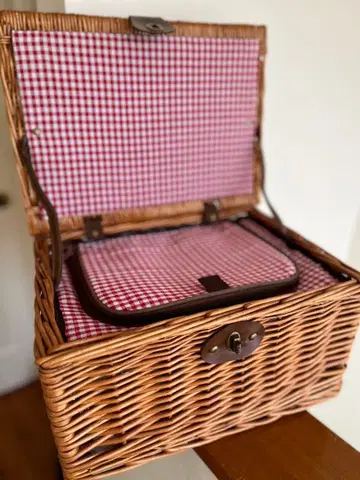 피크닉 바스켓 깅엄 체크 빨간색 캠핑