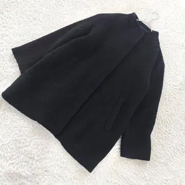 센소유니코 울 혼방 보틀넥 보아 코트 블랙 38