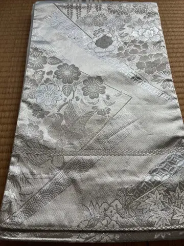 플라티나 꽃무늬 후쿠로 오비 실크제