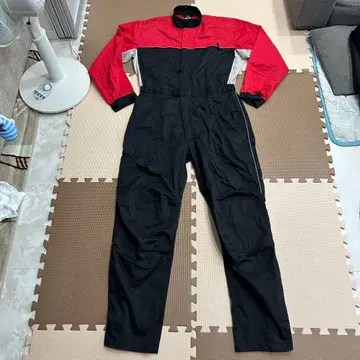 남성용 작업복 블랙 x 빨간색 4L