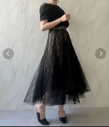 dazzlin 스팽글 튤 체크 스커트