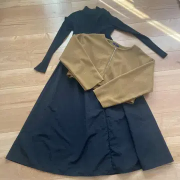 원피스 블랙 카키 자켓 2세트