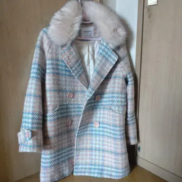 MISHOW 퍼 체크 코트 S 사이즈
