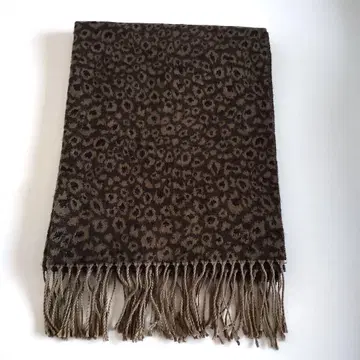 레오파드 무늬 프린지 머플러 브라운/블랙