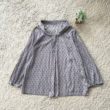 올 패턴 프린트 블라우스 스탠드 카라 디자인 7부 소매 길이 셔츠 풀오버