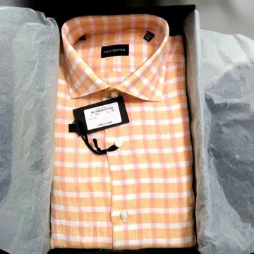 택 포함 새상품 GUY ROVER 린넨 체크 셔츠 이탈리아제 39 M