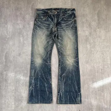 Z191 BLUEWAY 일본제 부츠컷 플레어 데님 L 데미지 가공