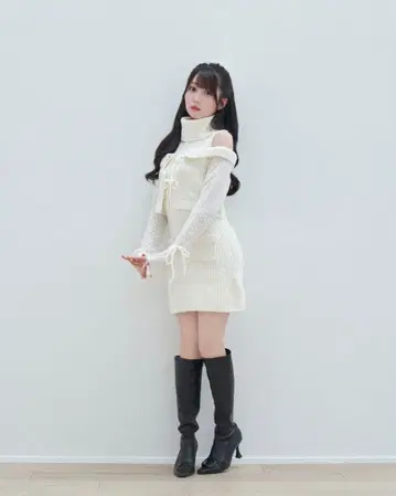 RoseMuse 프릴 가디건 세트 미니 니트 원피스