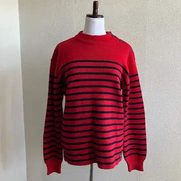 프랑스제 LE MINOR 루미노아 스트라이프 니트 스웨터 어깨 버튼