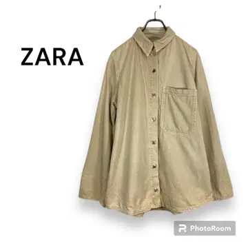 [자라] 캐주얼 셔츠 긴팔 넉넉한 오버사이즈 베이지