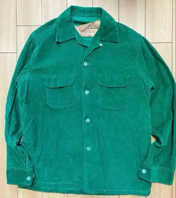 50s-60s TOWN CRAFT 코듀로이 오픈 카라 셔츠 M