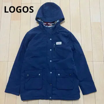 LOGOS 로고스 후드 부착 자켓 보아 안감 네이비 L 사이즈