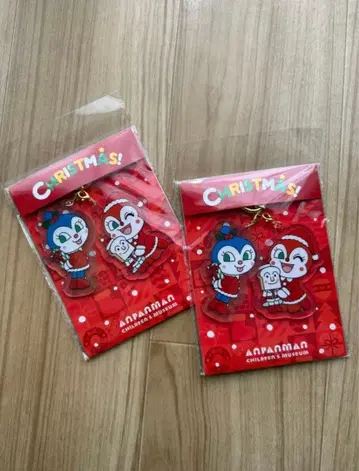 2세트 호빵맨 뮤지엄 한정판 크리스마스 키링 쇼쿠팡맨 코킨