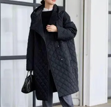 새상품급 framework 퀼팅 후디 코트 블랙 38