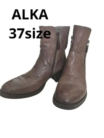 [ ALKA 아르카 ] 37 사이즈 브라운 가죽 지퍼 숏부츠